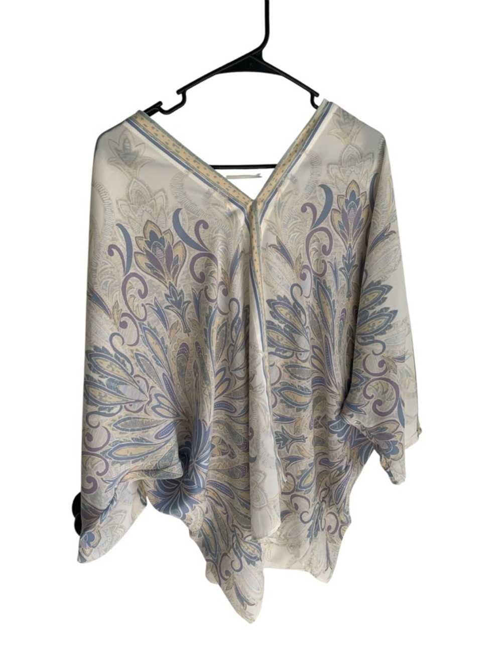 Rose + Olive Boho Kimono Top XL Flowy Paisley Lightweight Sheer Blouse